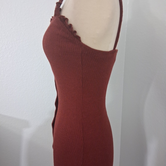 Mind Code Rust Midi Dress - Picture 3 of 8